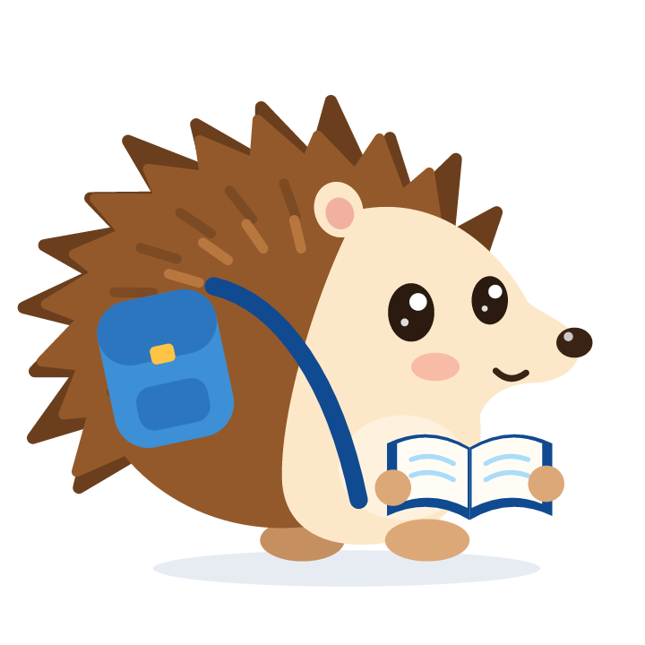 Kirpi maskotu kitap okuyor